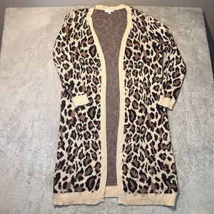 UMGEE Cheeta Print Floor Length Cardigan Long Sleeve Size XL